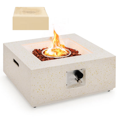 28 Inch 40000 BTU Square Propane Fire Pit, With PVC Cover, White Fire Pits White at Gallery Canada