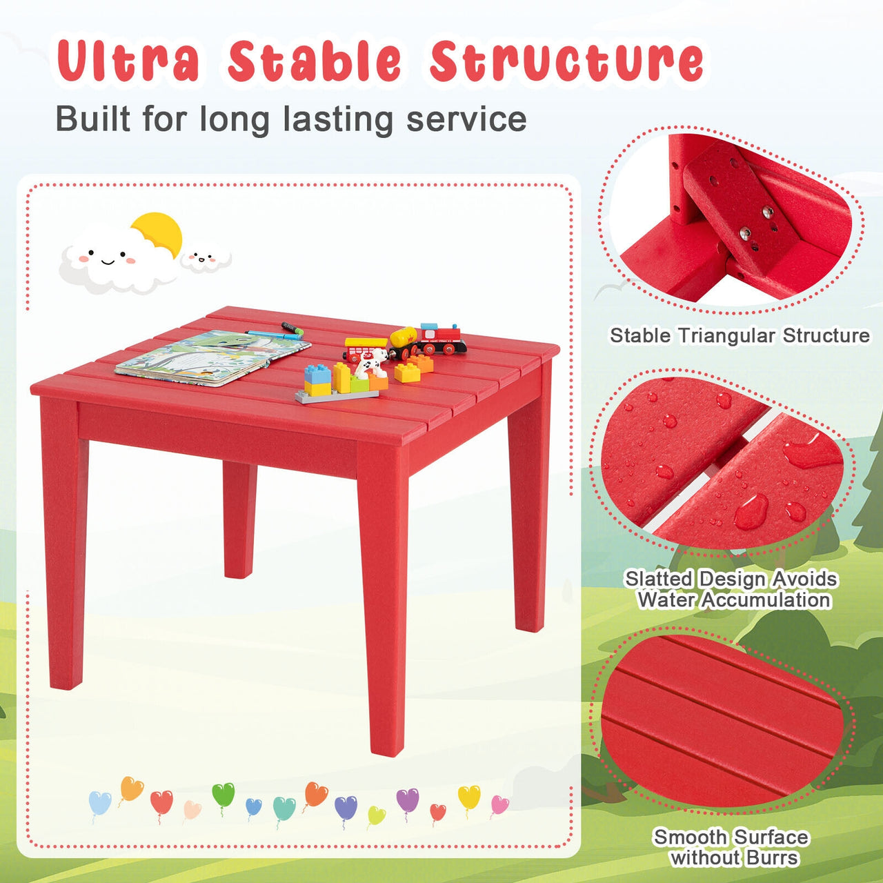 25.5 Inch Square Kids Activity Play Table - Gallery View 5 of 9