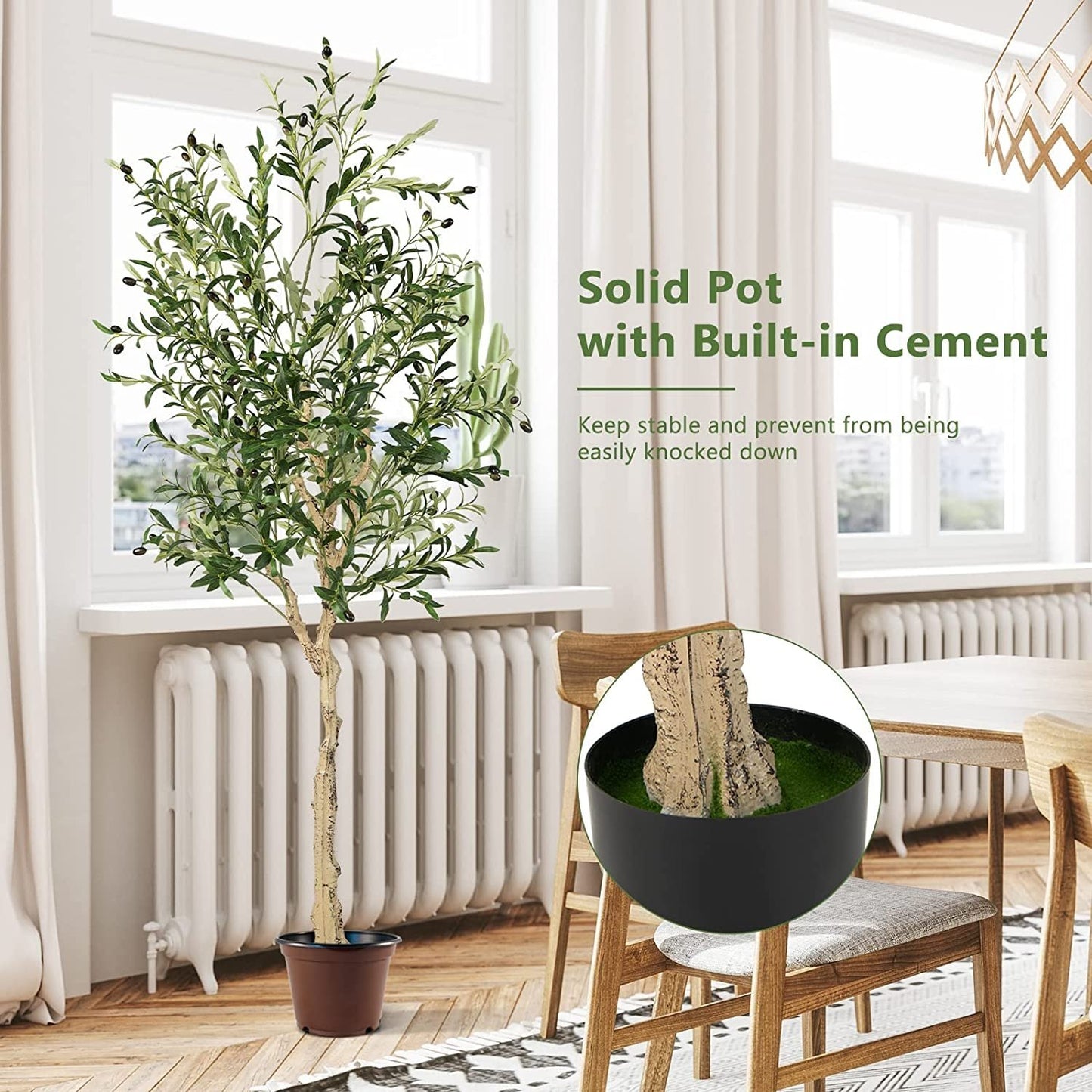 6 Feet Artificial Olive Tree in Cement Pot-2 Pieces, Green at Gallery Canada