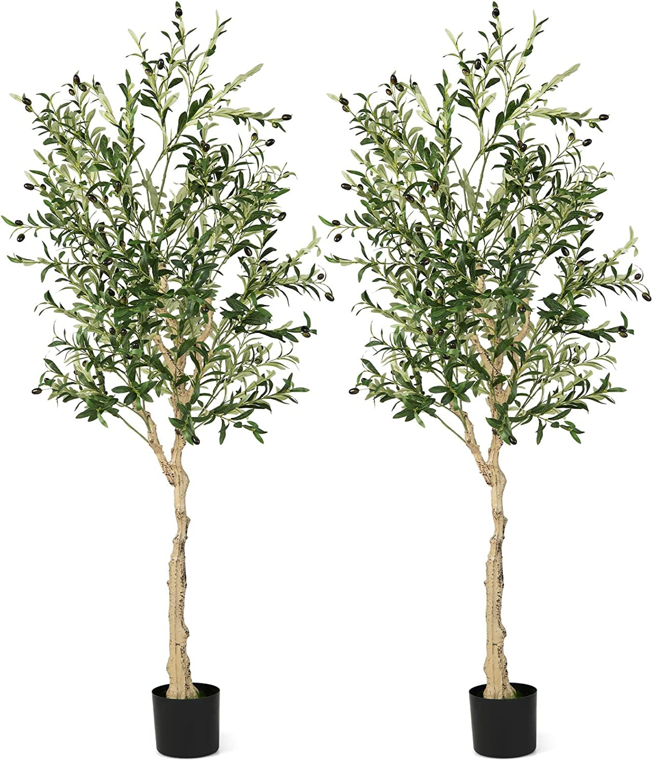 6 Feet Artificial Olive Tree, Cement Pot, Green Faux Plants Green at Gallery Canada