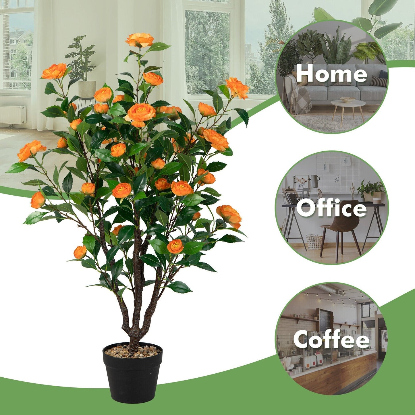 3.3 Feet Artificial Camellia Tree for Indoor and Outdoor, Multicolor at Gallery Canada