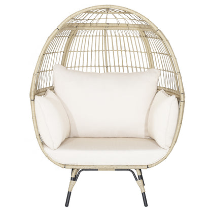 Oversized Patio Rattan Egg Lounge Chair with 4 Cushions, Light Brown Outdoor Chaise Lounges at Gallery Canada