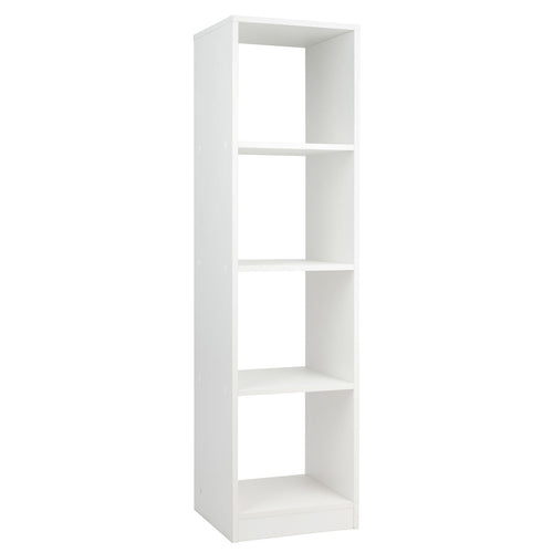 5 Tier 4 Cube Narrow Bookshelf, 4 Anti-Tipping Kits, White