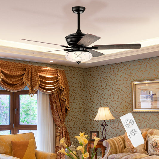 52 Inch Ceiling Fan with 3 Wind Speeds and 5 Reversible Blades, Gray - Gallery Canada