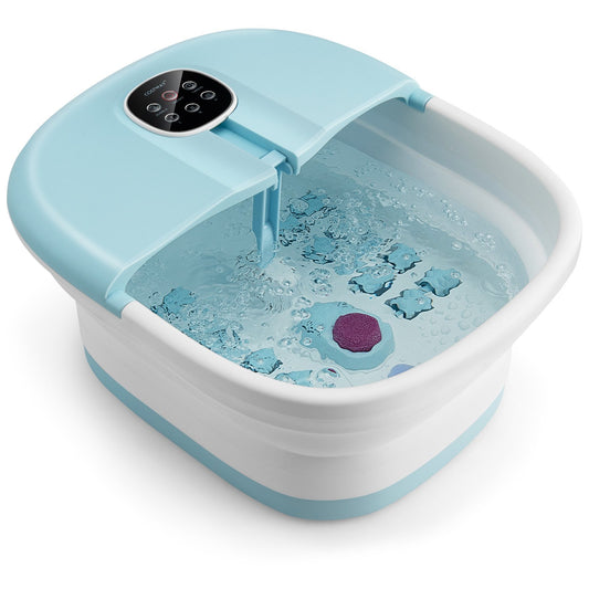 Folding Foot Spa Basin with Heat Bubble Roller Massage Temp and Time Set, Light Blue - Gallery Canada