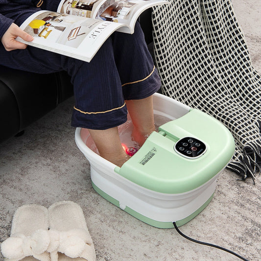 Folding Foot Spa Basin with Heat Bubble Roller Massage Temp and Time Set, Green - Gallery Canada