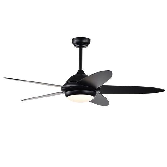 52 Inch Ceiling Fan with Lights and 3 Lighting Colors, Black