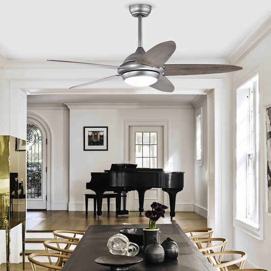 52 Inch Ceiling Fan with Lights and 3 Lighting Colors-Silver Gray, Silver - Gallery Canada