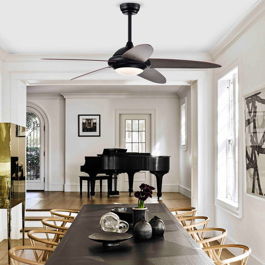 52 Inch Ceiling Fan with Lights and 3 Lighting Colors, Black - Gallery Canada