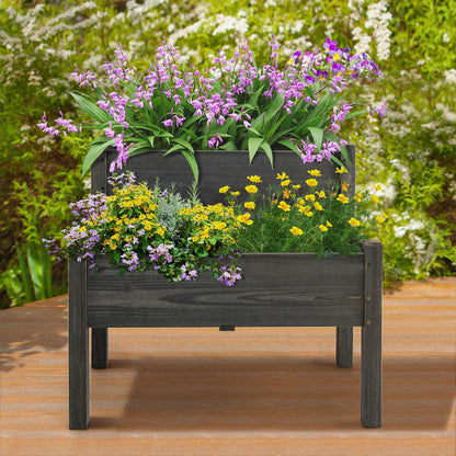 2 Tier Wooden Raised Garden Bed with Legs Drain Holes, Gray Raised Garden Beds at Gallery Canada