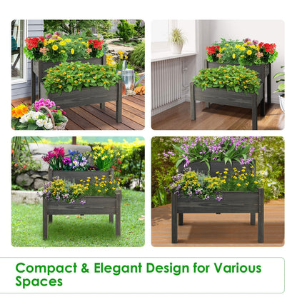 2 Tier Wooden Raised Garden Bed with Legs Drain Holes, Gray Raised Garden Beds at Gallery Canada