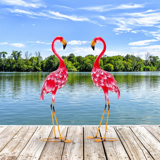 Flamingo Garden Statue Set, 2-Piece, Red Outdoor Decor Red at Gallery Canada