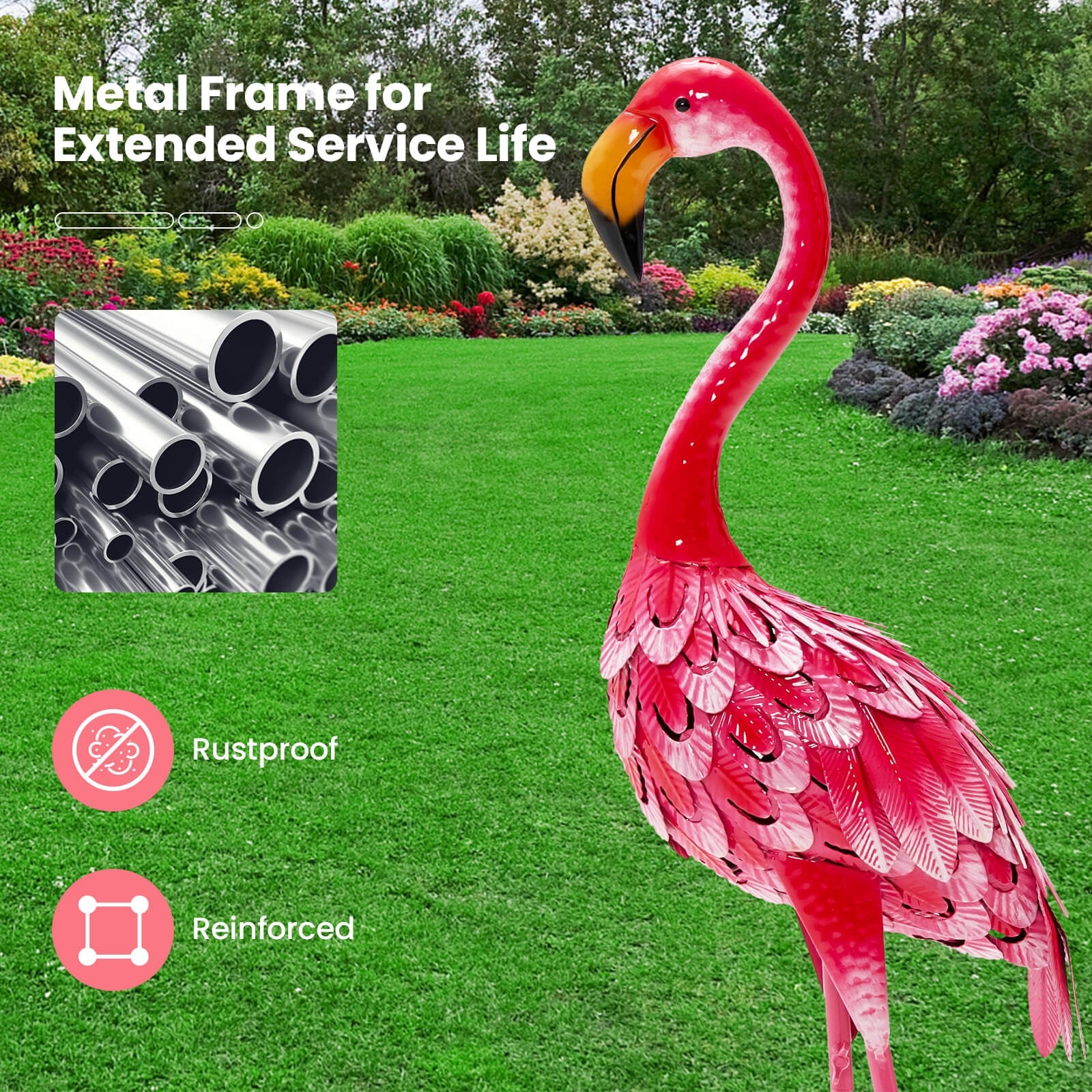 Flamingo Garden Statue Set, 2-Piece, Red Outdoor Decor at Gallery Canada