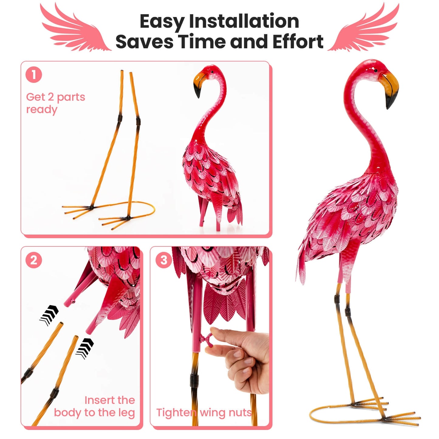 Flamingo Garden Statue Set, 2-Piece, Red Outdoor Decor at Gallery Canada