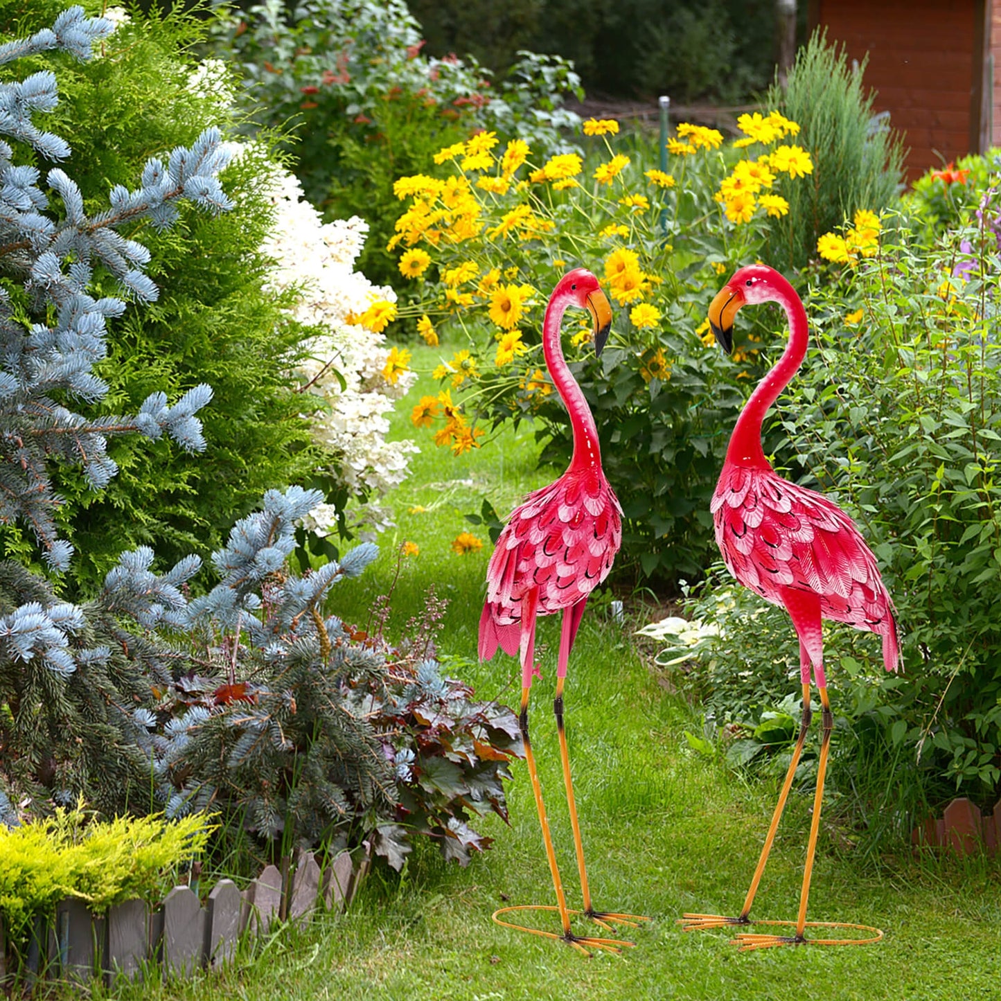 Flamingo Garden Statue Set, 2-Piece, Red Outdoor Decor at Gallery Canada