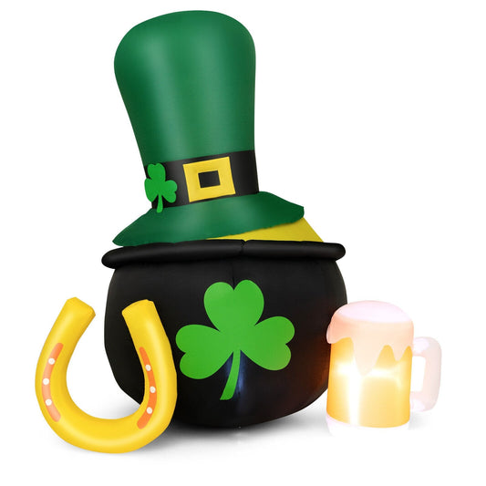 5 Feet St Patrick's Day Inflatable Decoration with Leprechaun Hat, Green