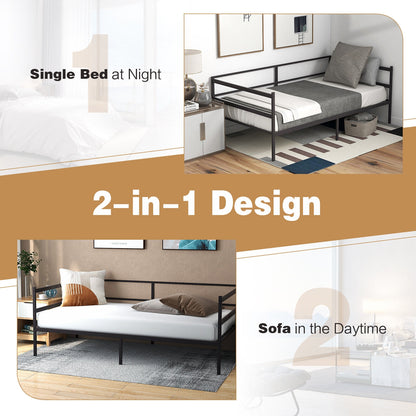 Twin Size Metal Daybed Frame for Living Room Bedroom, Black Trundle Bed Frame at Gallery Canada
