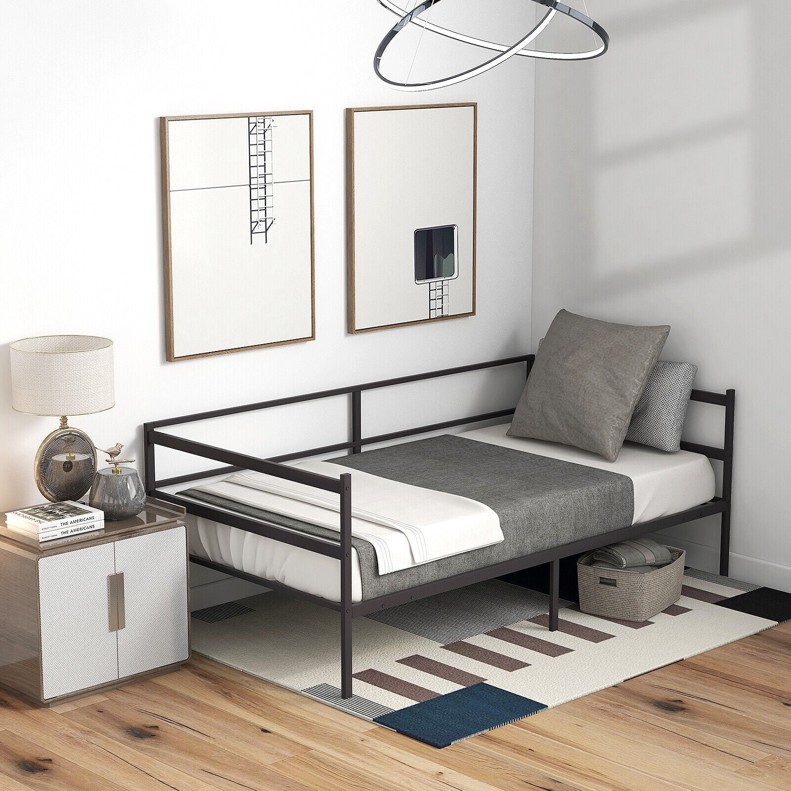 Twin Size Metal Daybed Frame for Living Room Bedroom, Black Trundle Bed Frame at Gallery Canada