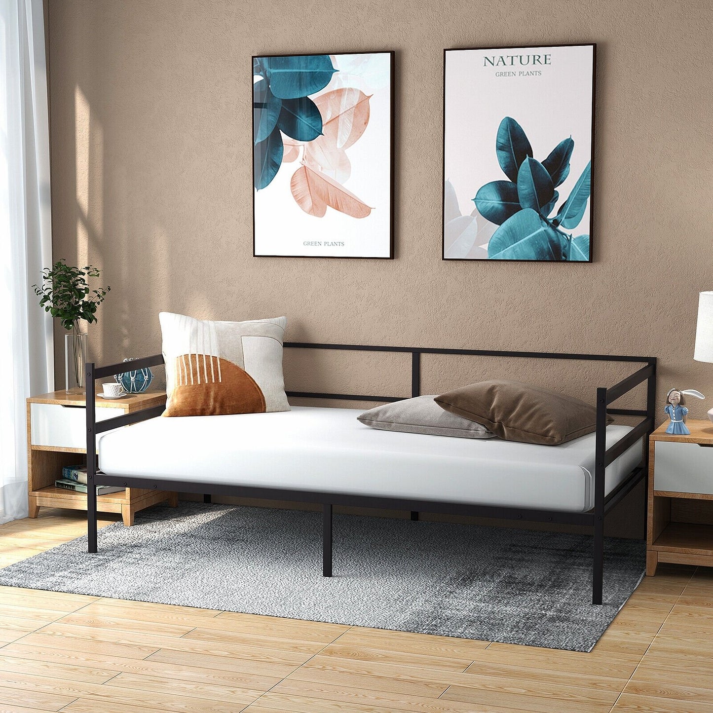 Twin Size Metal Daybed Frame for Living Room Bedroom, Black
