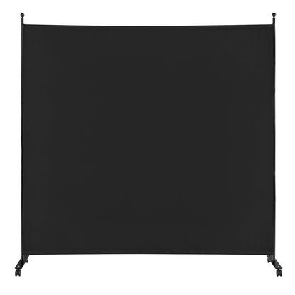 6 Feet Single Panel Rolling Room Divider with Smooth Wheels, Black - Gallery Canada