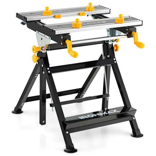 Folding Work Table with Tiltable Platform and 7-level Adjustable Height, Black - Gallery Canada