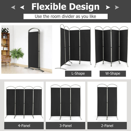 Folding 4-Panel Room Divider, Black Room Dividers at Gallery Canada