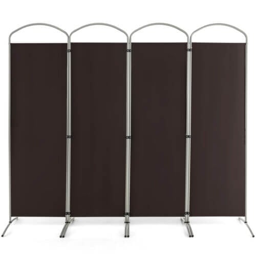 6.2Ft Folding 4-Panel Room Divider for Home Office Living Room , Brown