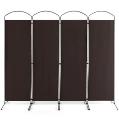 6.2Ft Folding 4-Panel Room Divider, Brown