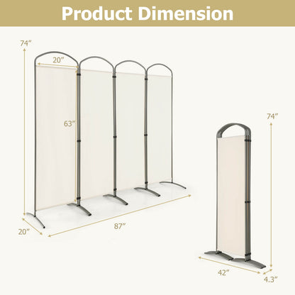 6.2Ft Folding 4-Panel Room Divider, White Room Dividers at Gallery Canada