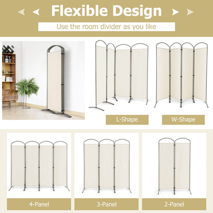 6.2Ft Folding 4-Panel Room Divider, White Room Dividers at Gallery Canada