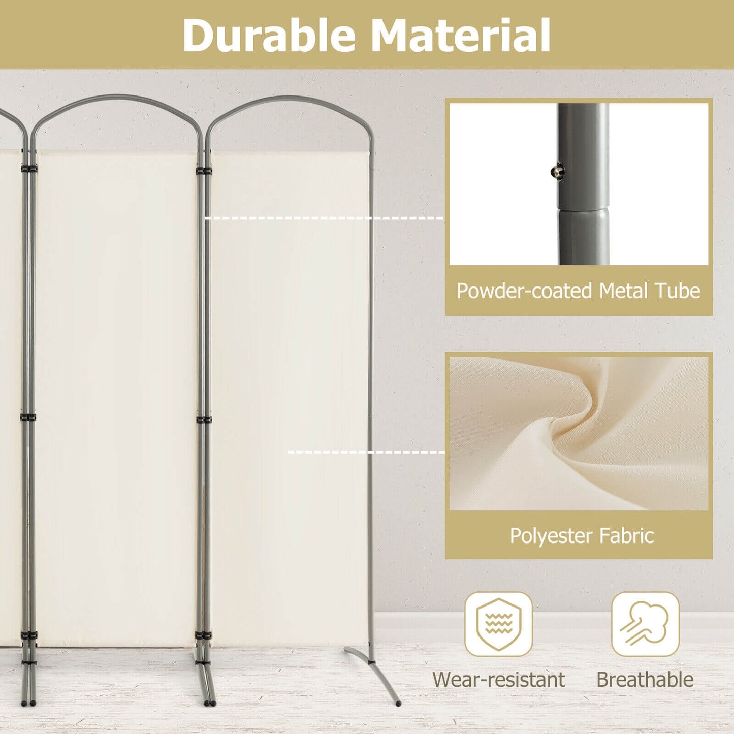 6.2Ft Folding 4-Panel Room Divider, White Room Dividers at Gallery Canada