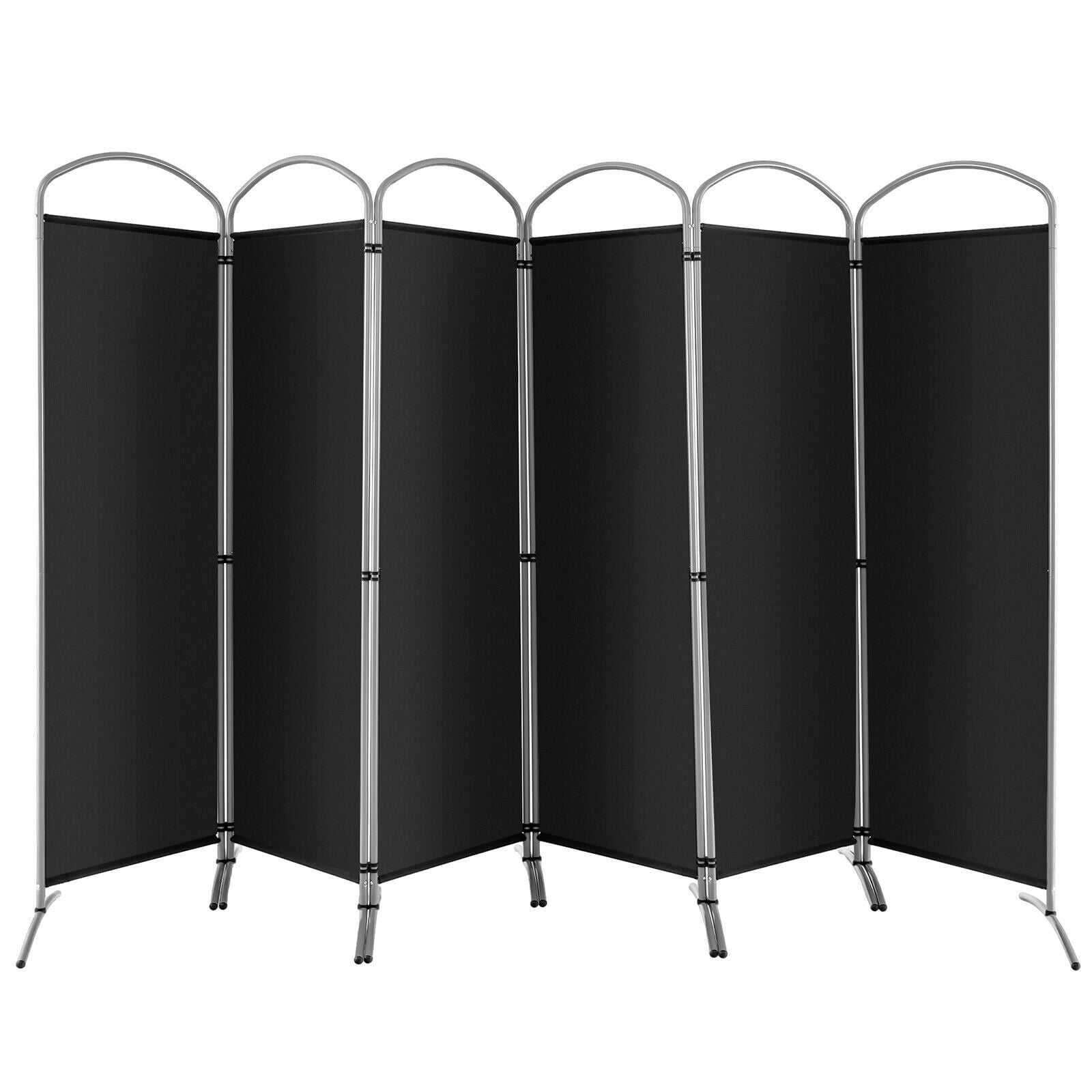 6-Panel Freestanding Folding Privacy Screen, Black Room Dividers at Gallery Canada