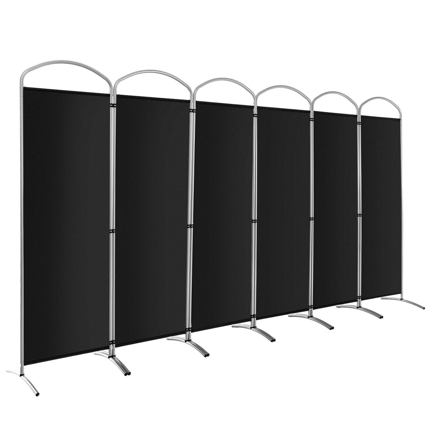 6-Panels Freestanding Folding Privacy Screen, Black Room Dividers at Gallery Canada