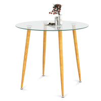Thumbnail for Round Glass Dining Table Leisure Coffee Table with Metal Legs - Gallery View 7 of 10