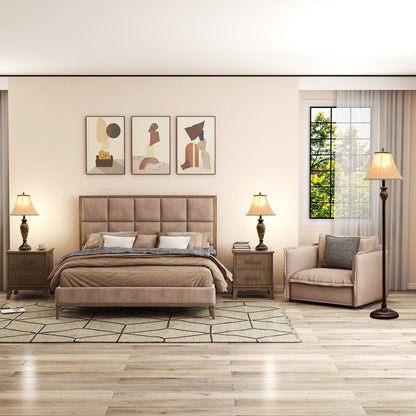 3-Piece Table and Floor Lamp Set with Linen Fabric Lamp Shades, Beige Table & Floor Lamps at Gallery Canada