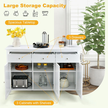 Kitchen Wooden Storage with 3 Drawers, White - Gallery Canada