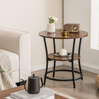Thumbnail for 2-Tier Round End Table with Open Storage Shelf and Sturdy Metal Frame - Gallery View 2 of 9