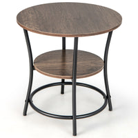 Thumbnail for 2-Tier Round End Table with Open Storage Shelf and Sturdy Metal Frame - Gallery View 4 of 9