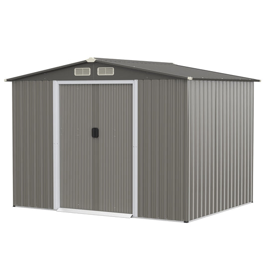 8 x 6 Feet Galvanized Steel Storage Shed for Garden Yard, Gray Sheds & Outdoor Storage Gray at Gallery Canada