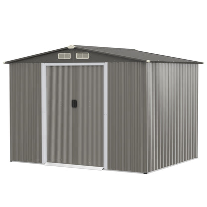 8 x 6 Feet Galvanized Steel Storage Shed for Garden Yard, Gray Sheds & Outdoor Storage at Gallery Canada