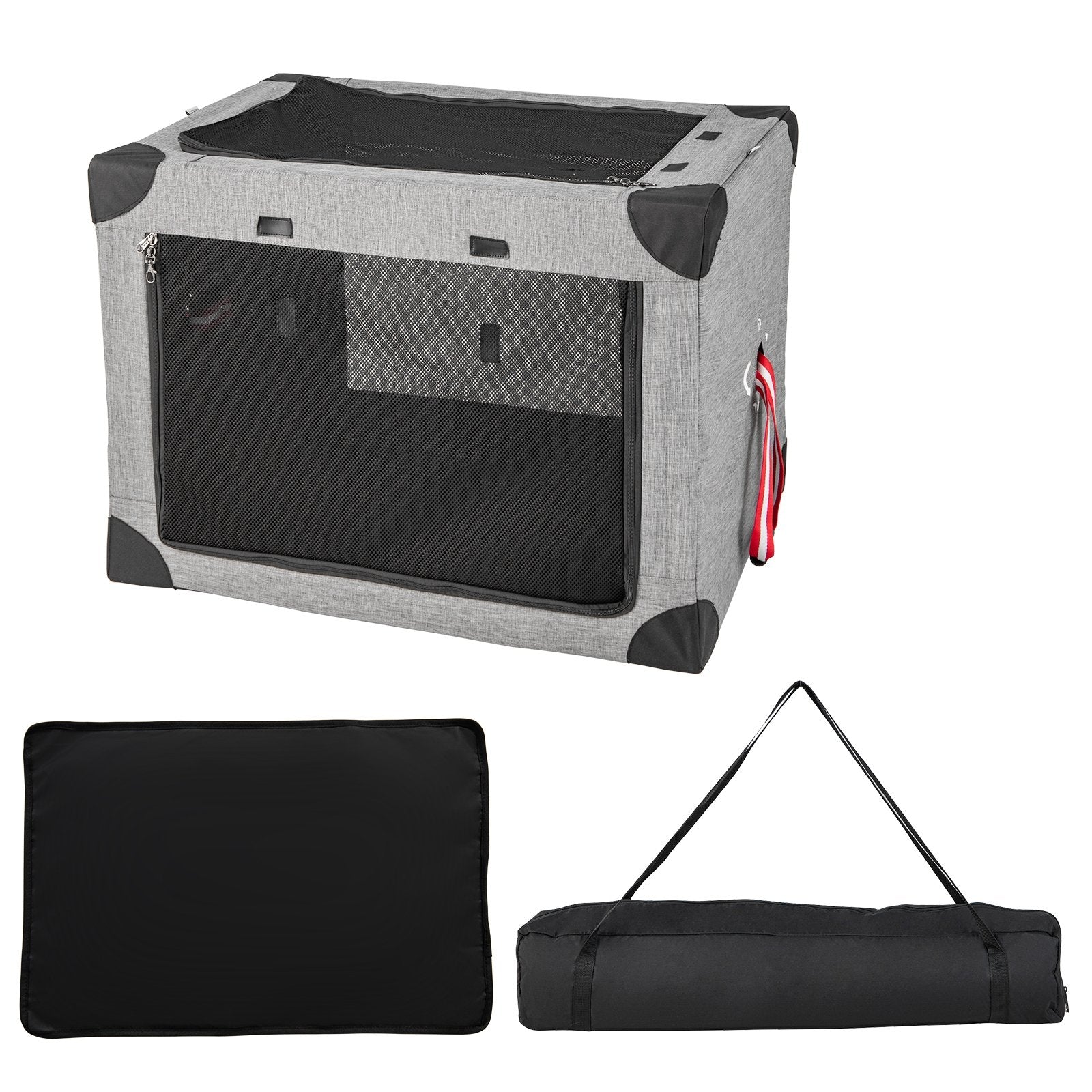 M/L/XL 3-Door Dog Crate with Removable Pad and Metal Frame-L, Gray - Gallery Canada