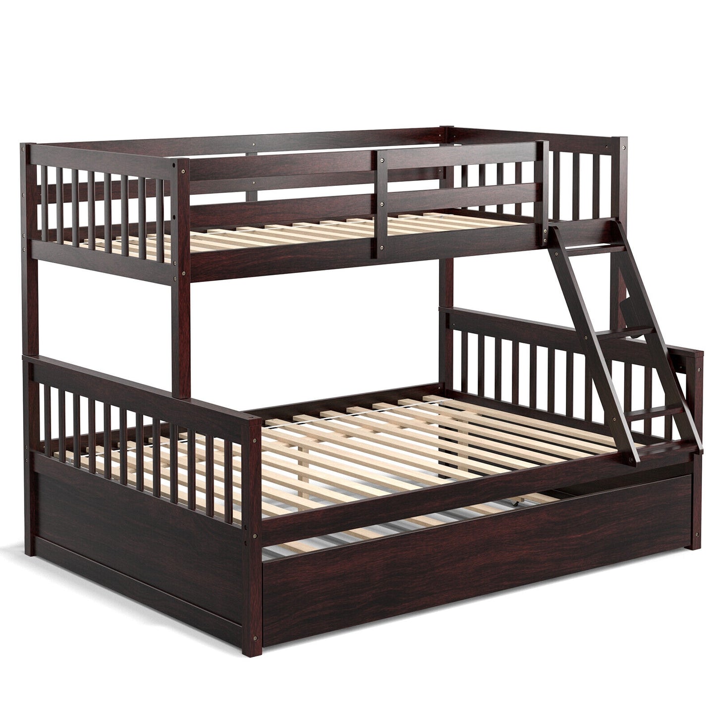 Twin Over Full Convertible Bunk Bed with Twin Trundle, Espresso Bunk Bed Frame at Gallery Canada