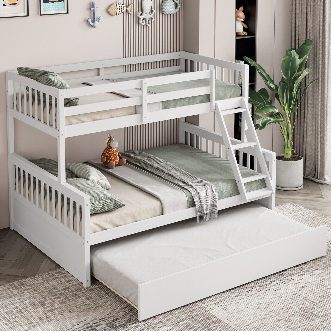 Twin Over Full Convertible Bunk Bed with Twin Trundle - Gallery View 6 of 10