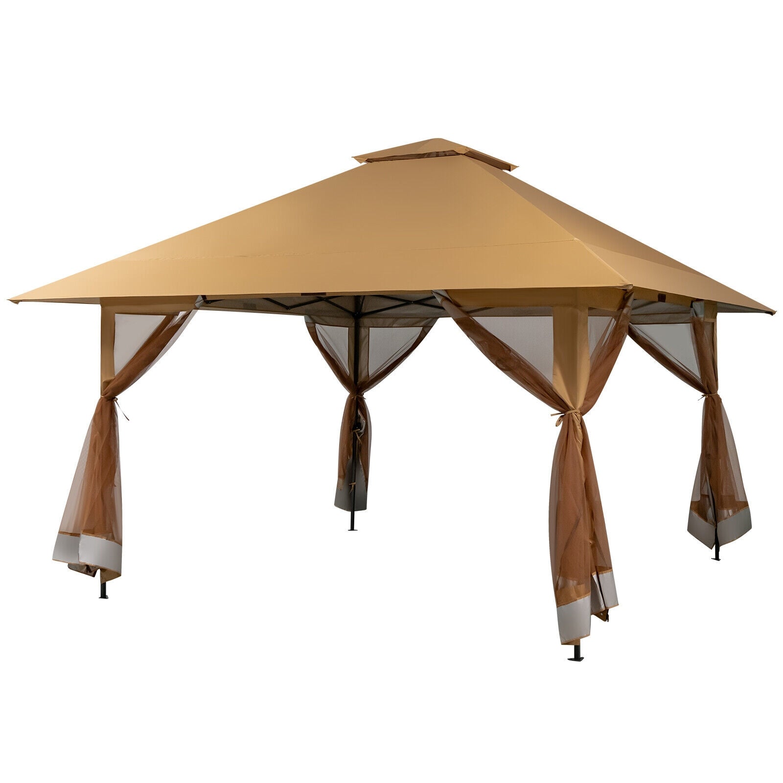 13 x 13 Feet Pop Up Canopy Tent, Mesh Sidewall, Coffee Canopies Coffee at Gallery Canada