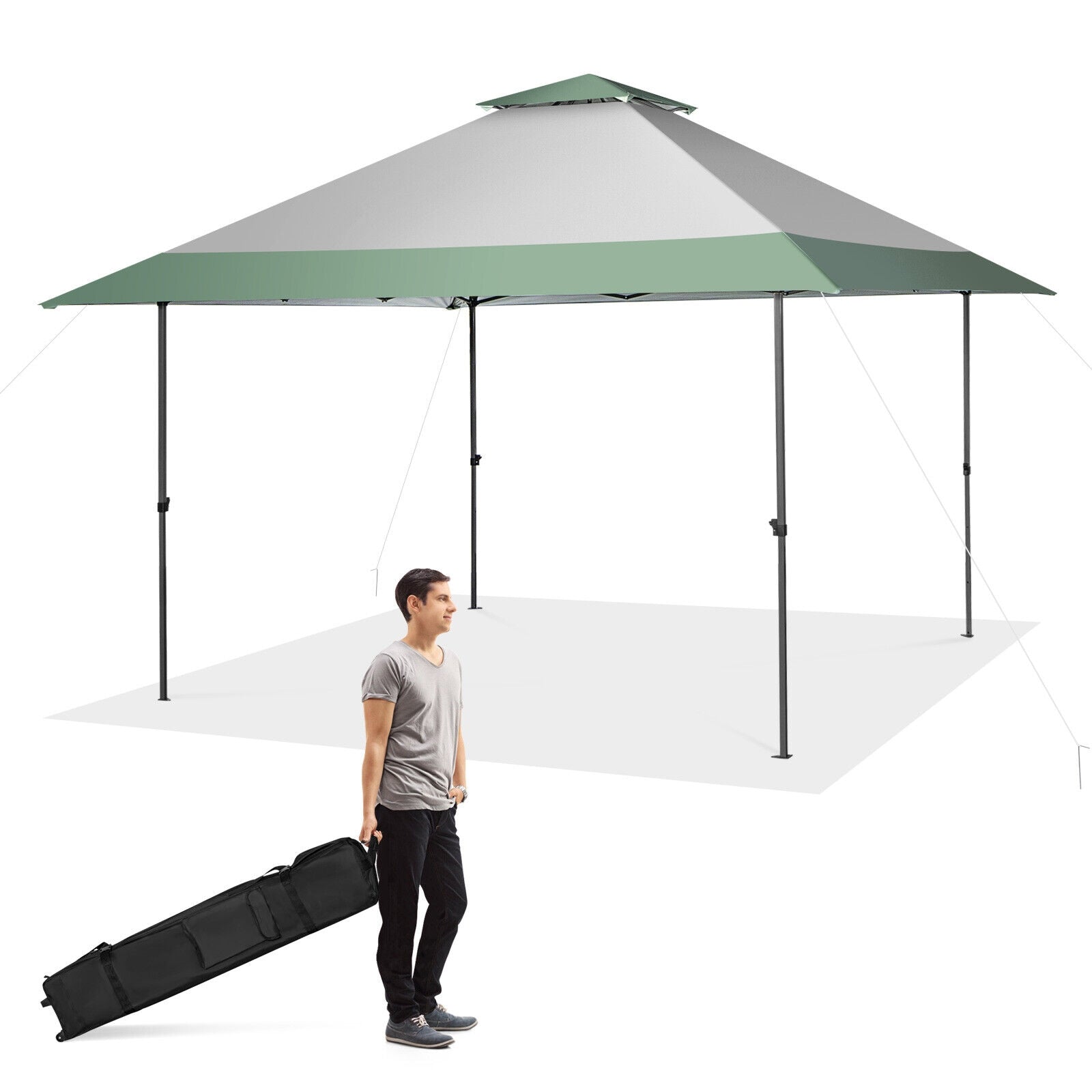 13 x 13 Feet Pop-Up Patio Canopy Tent with Shelter and Wheeled Bag, Gray Canopies at Gallery Canada