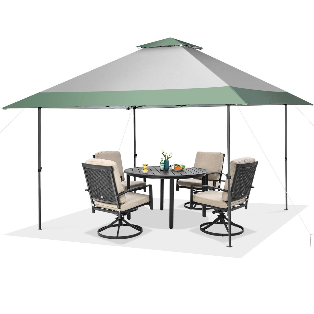 13 x 13 Feet Pop-Up Patio Canopy Tent with Shelter and Wheeled Bag - Gallery View 4 of 12