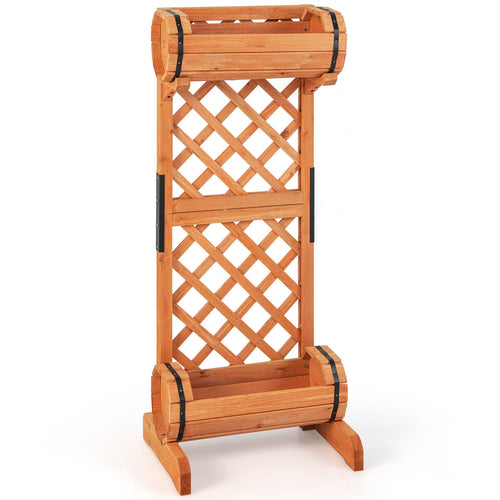 2-Tier Wooden Raised Garden Bed with Trellis, Orange