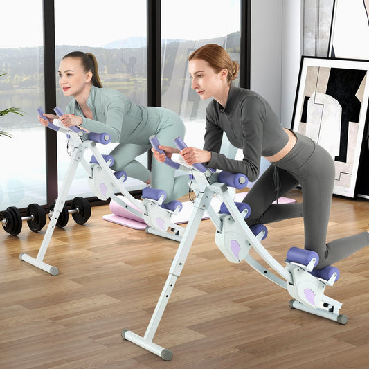 Ab Machine with LCD Monitor and 4 Adjustable Heights, Purple - Gallery Canada
