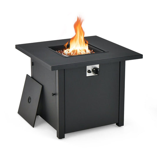 50 000 BTU 32 Inch Square Propane Gas Fire Pit Table, Black at Gallery Canada