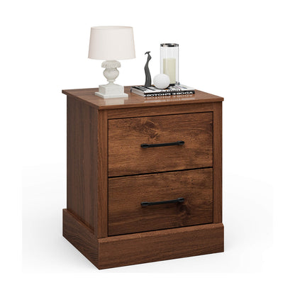 Compact Wood Floor Nightstand With Storage Drawers, Rustic Brown Nightstands at Gallery Canada